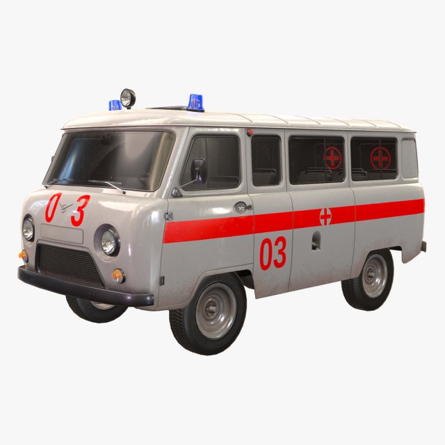uaz 452 2206 ambulance Modello 3D .c4d .max .obj .3ds .fbx .stl .blend 