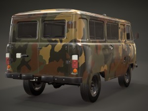 uaz 452 2206 military Model 3D