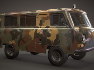 uaz 452 2206 military Model 3D