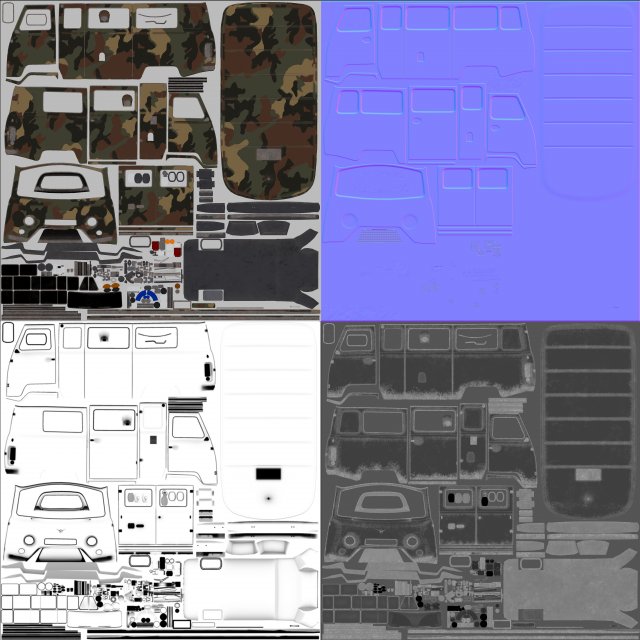uaz 452 2206 military 3D Модель in Фургон 3DExport