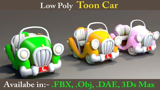 툰 자동차 3D 모델 .c4d .max .obj .3ds .fbx .stl .blend 