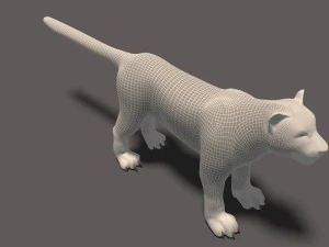 white tiger high poly and low poly 3D Model