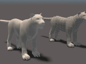 white tiger high poly and low poly 3D Model