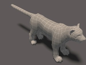 white tiger high poly and low poly 3D Model