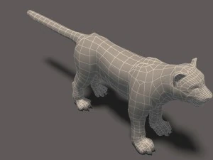 white tiger high poly and low poly 3D Model