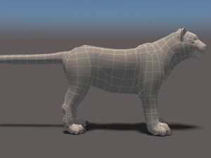white tiger high poly and low poly 3D Model
