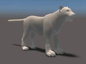 white tiger high poly and low poly 3D Model