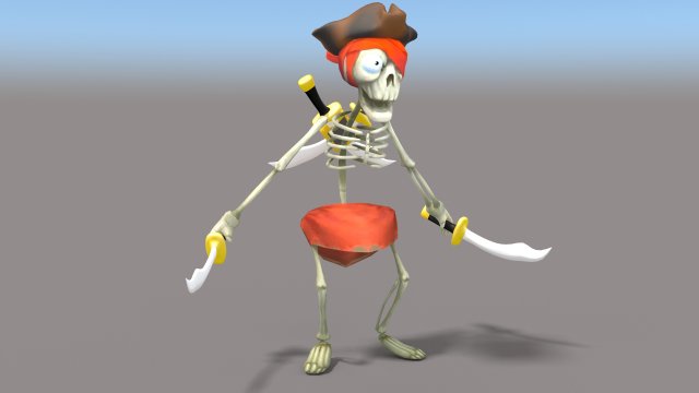 cartoon pirate skeleton Model 3D .c4d .max .obj .3ds .fbx .stl .blend 