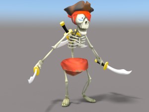 cartoon pirate skeleton 3D Model