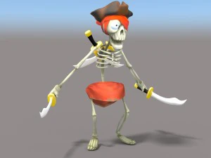 漫画の海賊の骸骨 3Dモデル