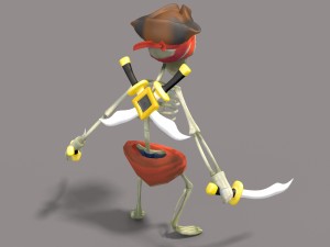 cartoon pirate skeleton Model 3D