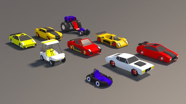 low poly car pack 01 3D Model .c4d .max .obj .3ds .fbx .stl .blend 