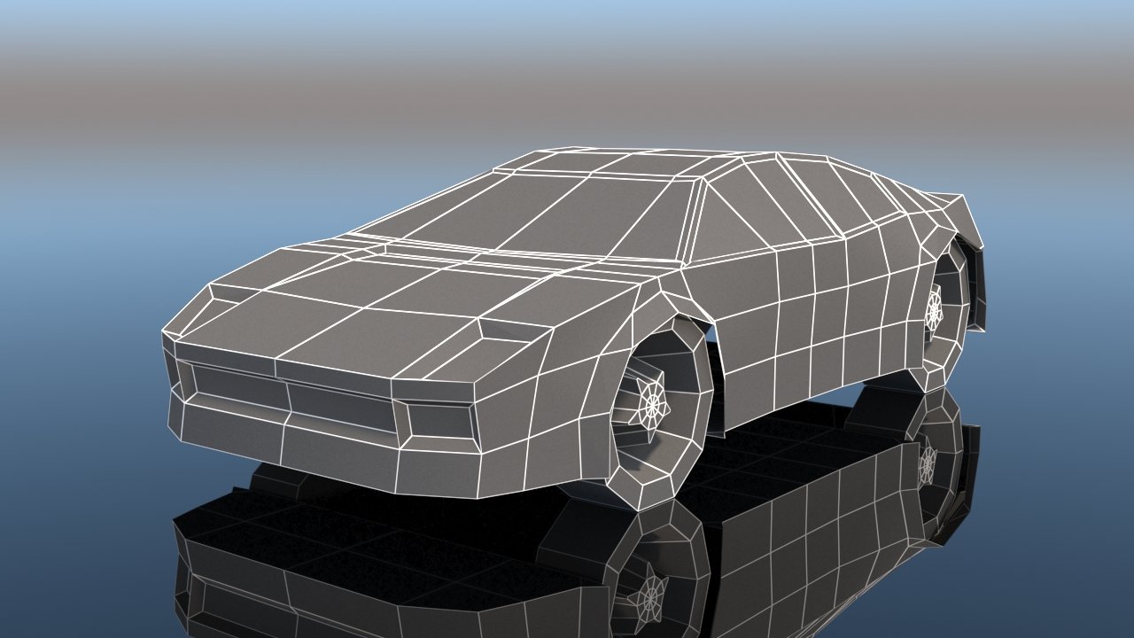 Чертеж low poly машины
