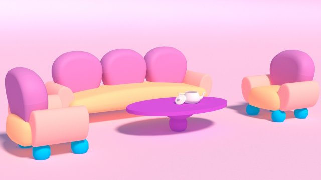 cartoon sofa set low poly 3D-Modell .c4d .max .obj .3ds .fbx .stl .blend 