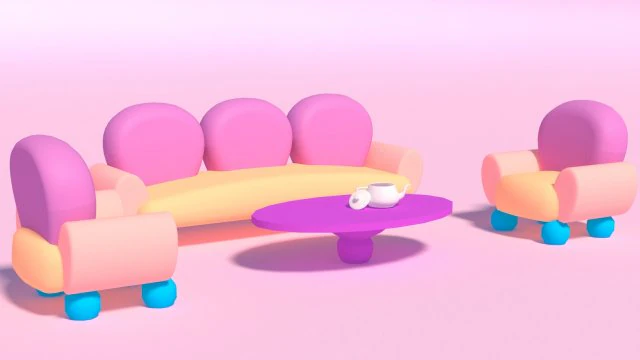 cartoon sofa set low poly 3D Model .c4d .max .obj .3ds .fbx .stl .blend