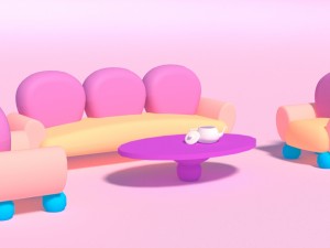 cartoon sofa set low poly 3D Model