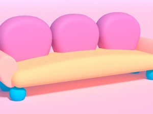cartoon sofa set low poly 3D-Modell