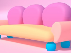 cartoon sofa set low poly 3D-Modell