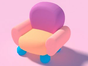 cartoon sofa set low poly 3D Model