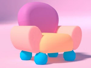 cartoon sofa set low poly 3D Model