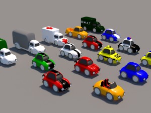 cartoon low poly car pack 3D Model