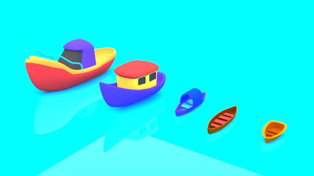 cartoon boat set 3D मॉडल .c4d .max .obj .3ds .fbx .stl .blend 