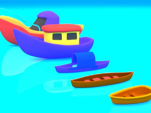 cartoon boat set 3D Model