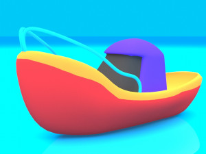 cartoon boat set 3D मॉडल