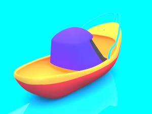 cartoon boat set 3D मॉडल
