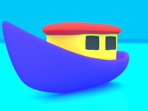cartoon boat set 3D मॉडल