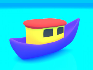 cartoon boat set 3D मॉडल