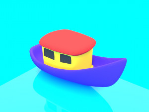 cartoon boat set 3D मॉडल