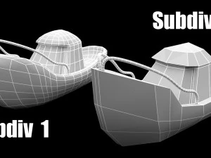 cartoon boat set 3D Model