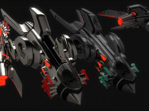 sci-fi space fighter aircraft game model ae element 3D Model