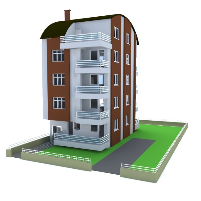 architectural project five-story tonoz roof 3D मॉडल .c4d .max .obj .3ds .fbx .stl .blend 