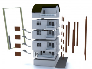 architectural project five-story tonoz roof 3D मॉडल
