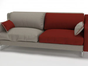 トリプルソファ ダブルカラーモデル 3Dモデル