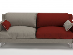 triple sofa double colour model 3D मॉडल