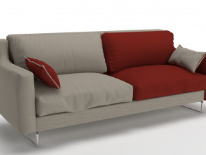 triple sofa double colour model 3D मॉडल