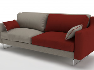 triple sofa double colour model 3D मॉडल