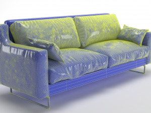 triple sofa double colour model 3D मॉडल