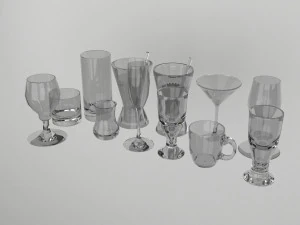 ガラスセットモデル 11ピース 3Dモデル