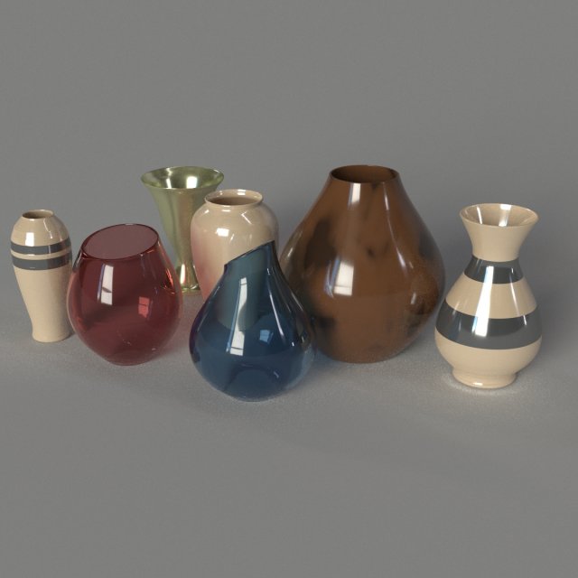vase set 7 pieces 3D 模型 .c4d .max .obj .3ds .fbx .stl .blend 