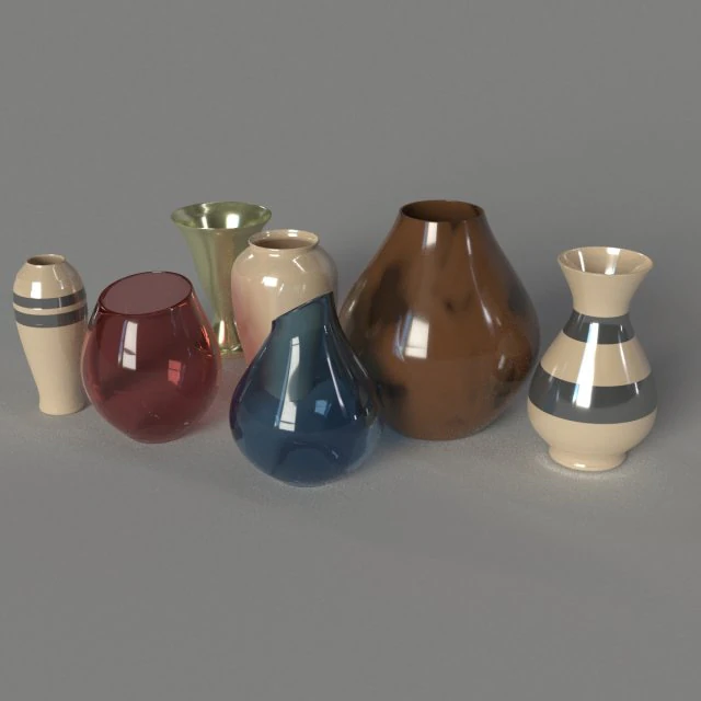 vase set 7 pieces 3D Model .c4d .max .obj .3ds .fbx .stl .blend 