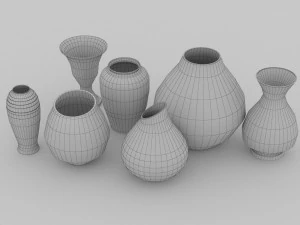 vase set 7 pieces 3D Model