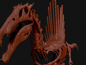 spinosaurus full skeleton sculpt model 3D Model