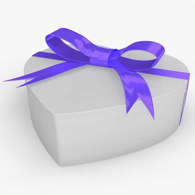 heart gift box realistic model Modelo 3D .c4d .max .obj .3ds .fbx .stl .blend 