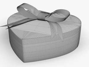 heart gift box realistic model 3D Model