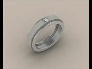 メンズリング一粒石 3Dプリントモデル