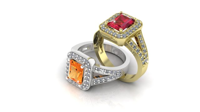 emerald cut gold ring 3D 모델 .c4d .max .obj .3ds .fbx .stl .blend 